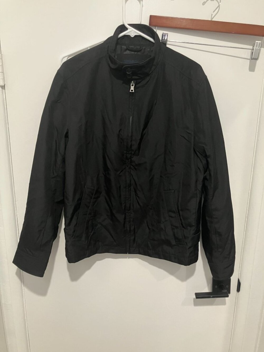 Banana Republic Men's Nylon Full-Zip Jacket, Black, Size Medium